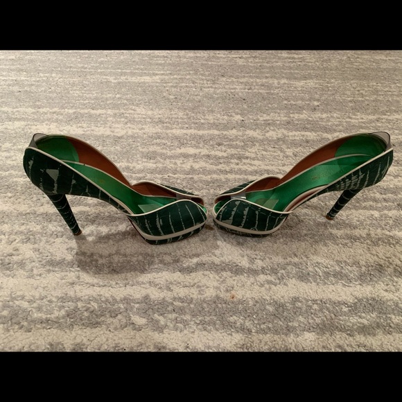 Guillaume Hinfray green reptile embossed heels - Picture 5 of 8